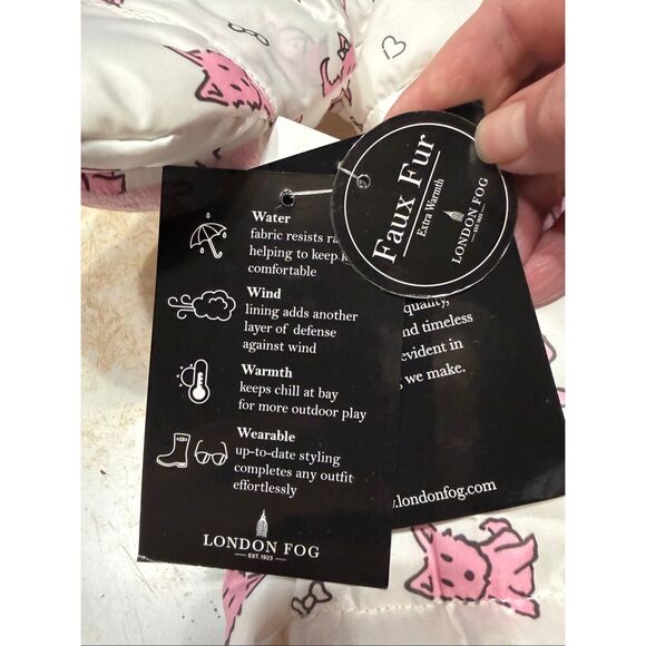 London Fog newborn puffer 2-pc bunting Set  0-6 Months Pink/White NWT - Picture 4 of 6